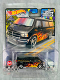 🔥🔥Hot Wheels Premium Boulevard Dodge Van Black with Flames Real Riders H32🔥🔥