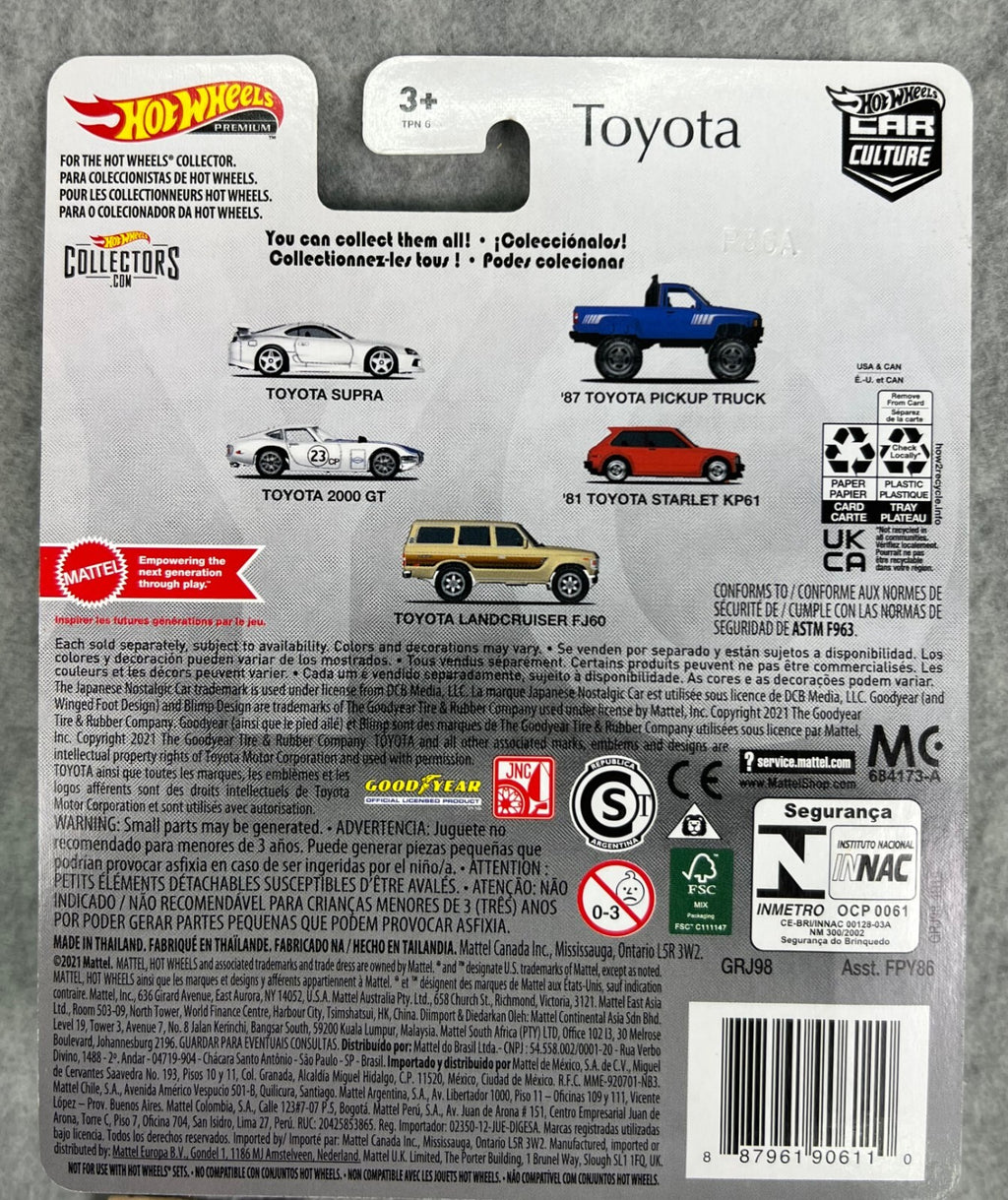 🎌🎌Hot Wheels Premium Car Culture Toyota 2000 GT  Real Riders Tires H32🎌🎌