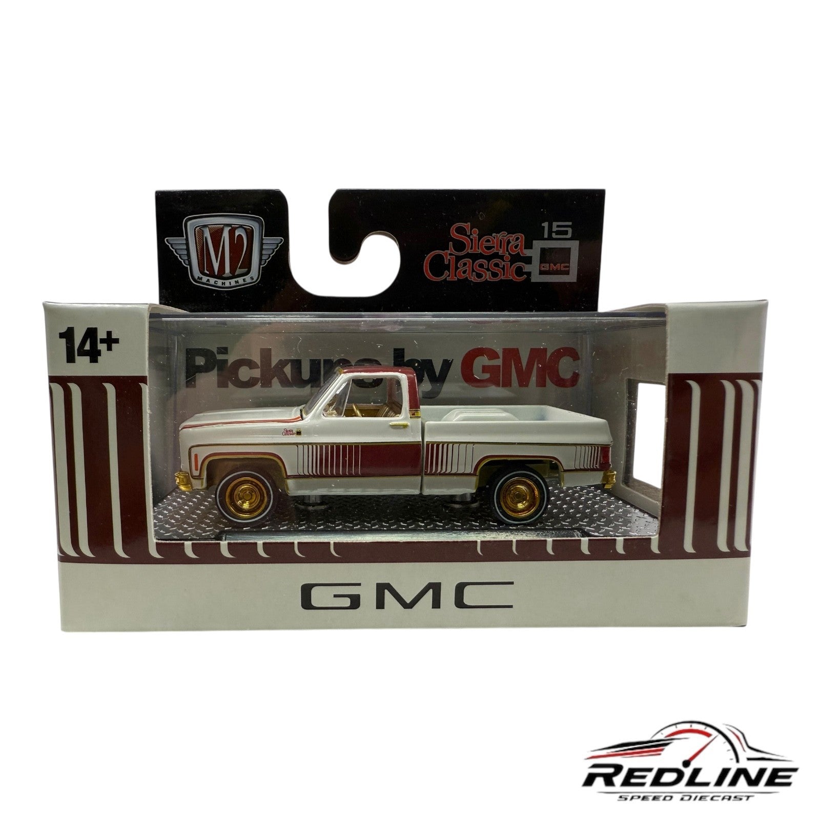 🇺🇸M2 Machines 1976 GMC Sierra Grande 15 Pickups By GMC White/Red CHASE H1🇺🇸
