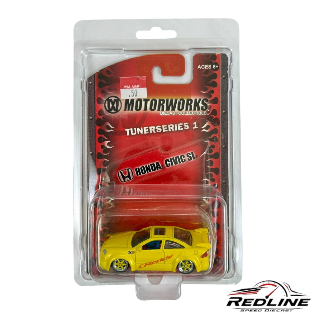 🎌MotorWorks Diecast Collectible Tuner Series 1 Honda Civic SI YELLOW H17🎌
