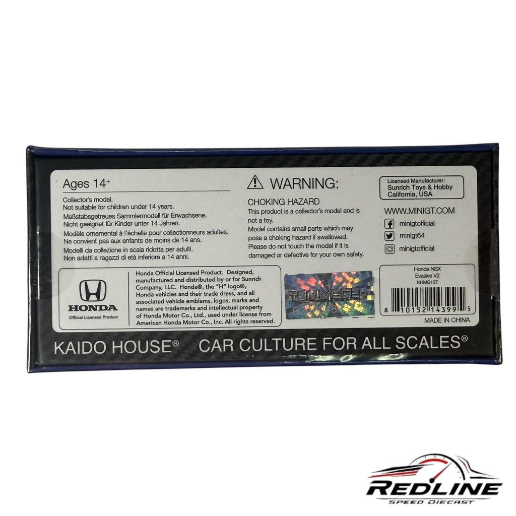 🎌🎌Kaido House Honda NSX Evasive V2 Blue KHMG137 1:64 H15🎌🎌