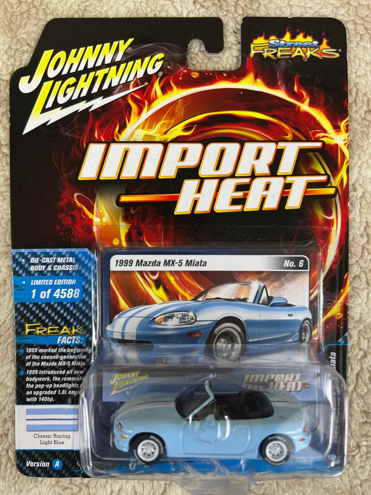 🎌Johnny Lightning Import Heat 1999 Mazda MX5 Miata 1:64 Light Blue HW17🎌