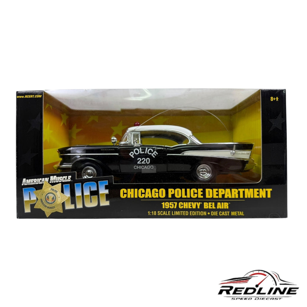 🔥🔥Ertl American Muscle 1957 Chevrolet Belair Black Chicago Police 1:18 C3🔥🔥