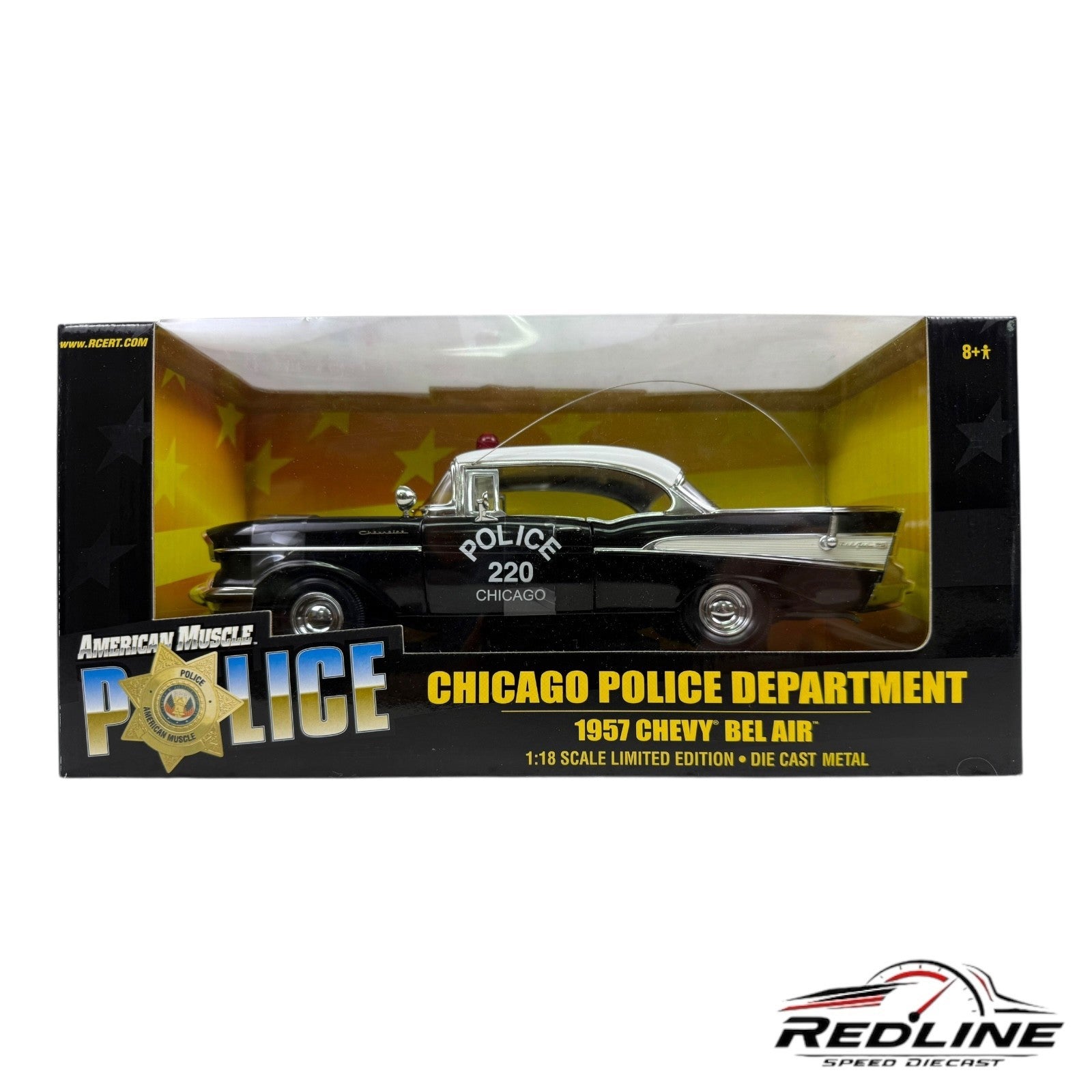 🔥🔥Ertl American Muscle 1957 Chevrolet Belair Black Chicago Police 1:18 C3🔥🔥