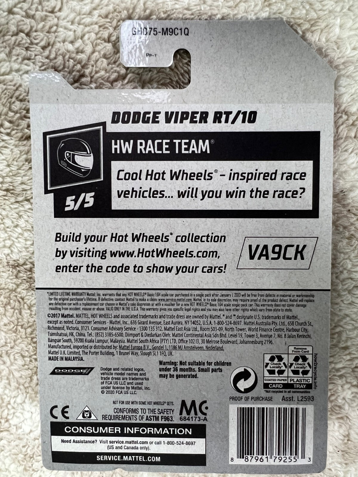 🔥🔥🔥🔥Hot Wheels Treasure Hunt Dodge Viper RT/10 HW Race Team HW05🔥🔥🔥🔥