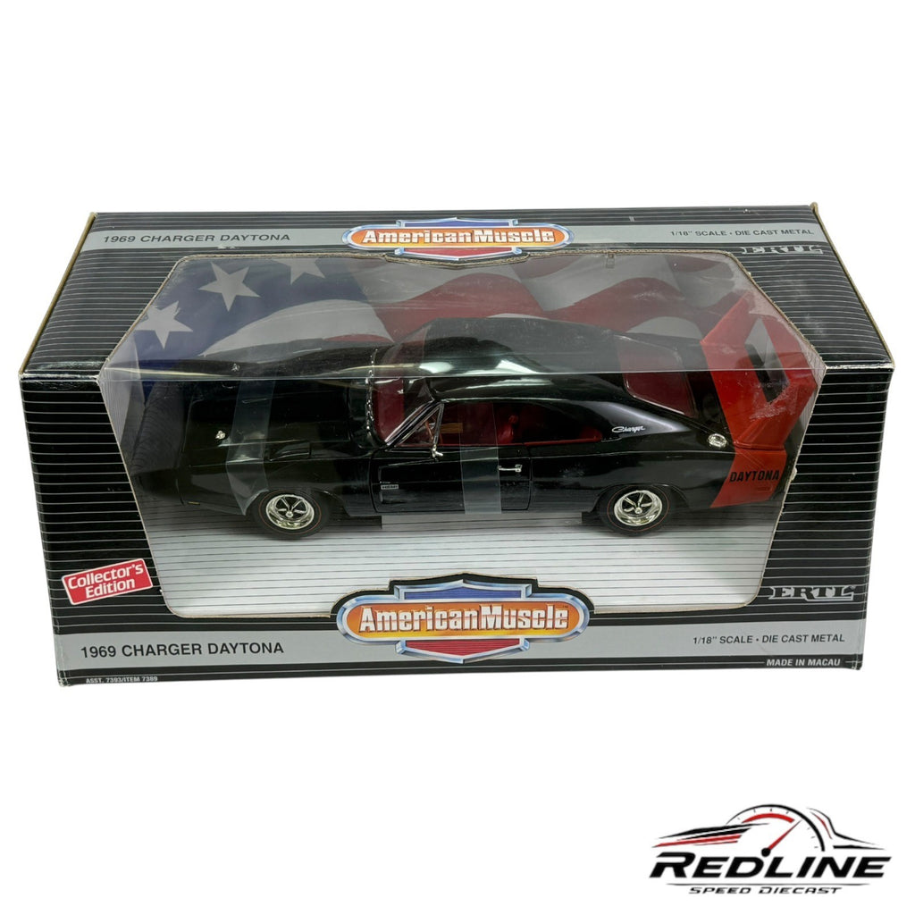 🦅Ertl American Muscle 1969 Dodge Charger Daytona BLACK 1:18 B2🦅