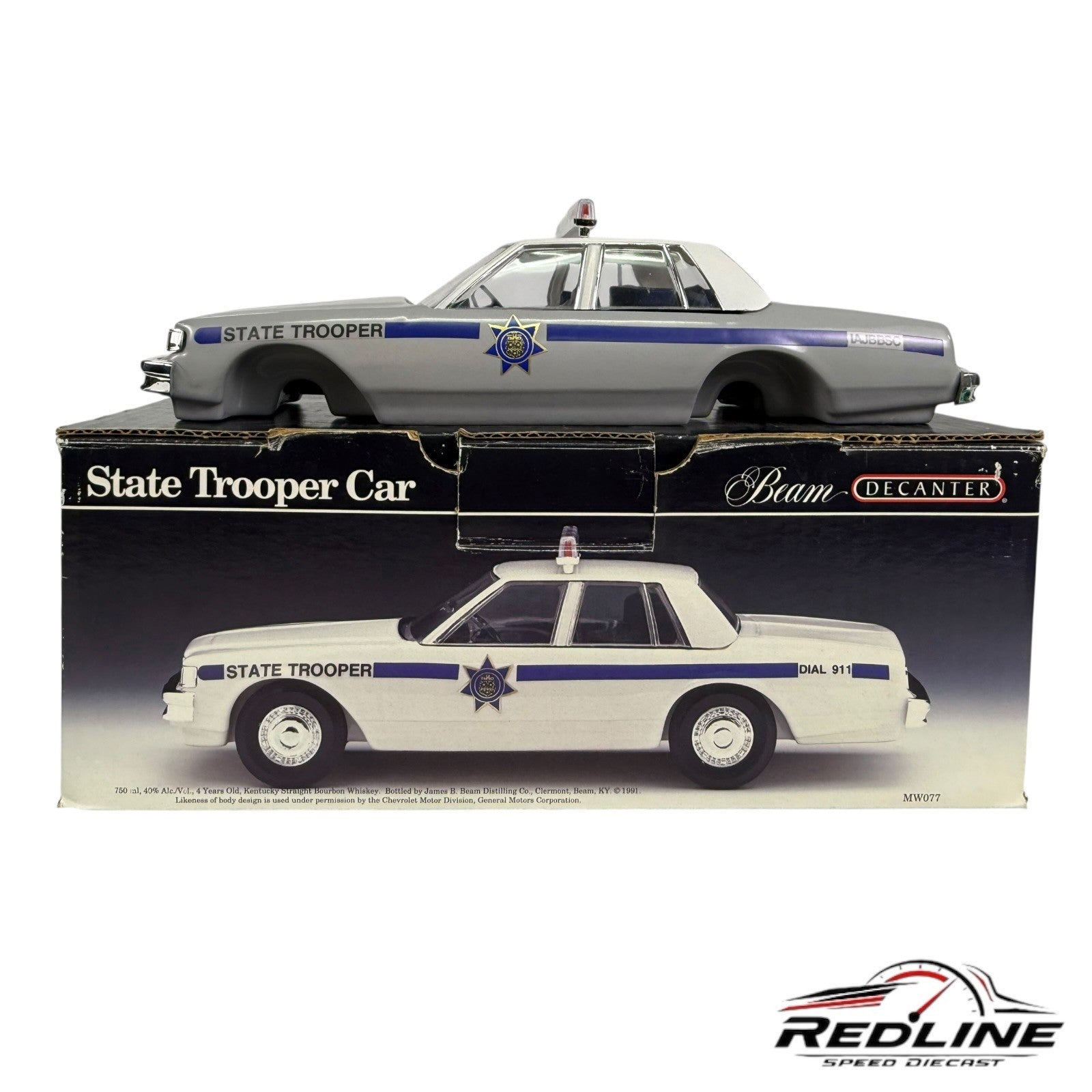 Vintage Jim Beam Decanter State Trooper Car Police NO WHEELS EMPTY