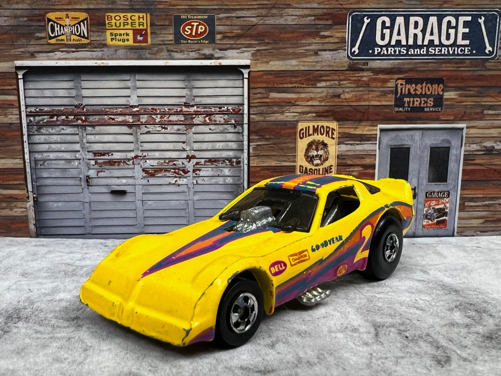 🏁🏁🏁Hot Wheels Firebird Funny Car DragsterYellow 1977 Blackwall C12🏁🏁🏁