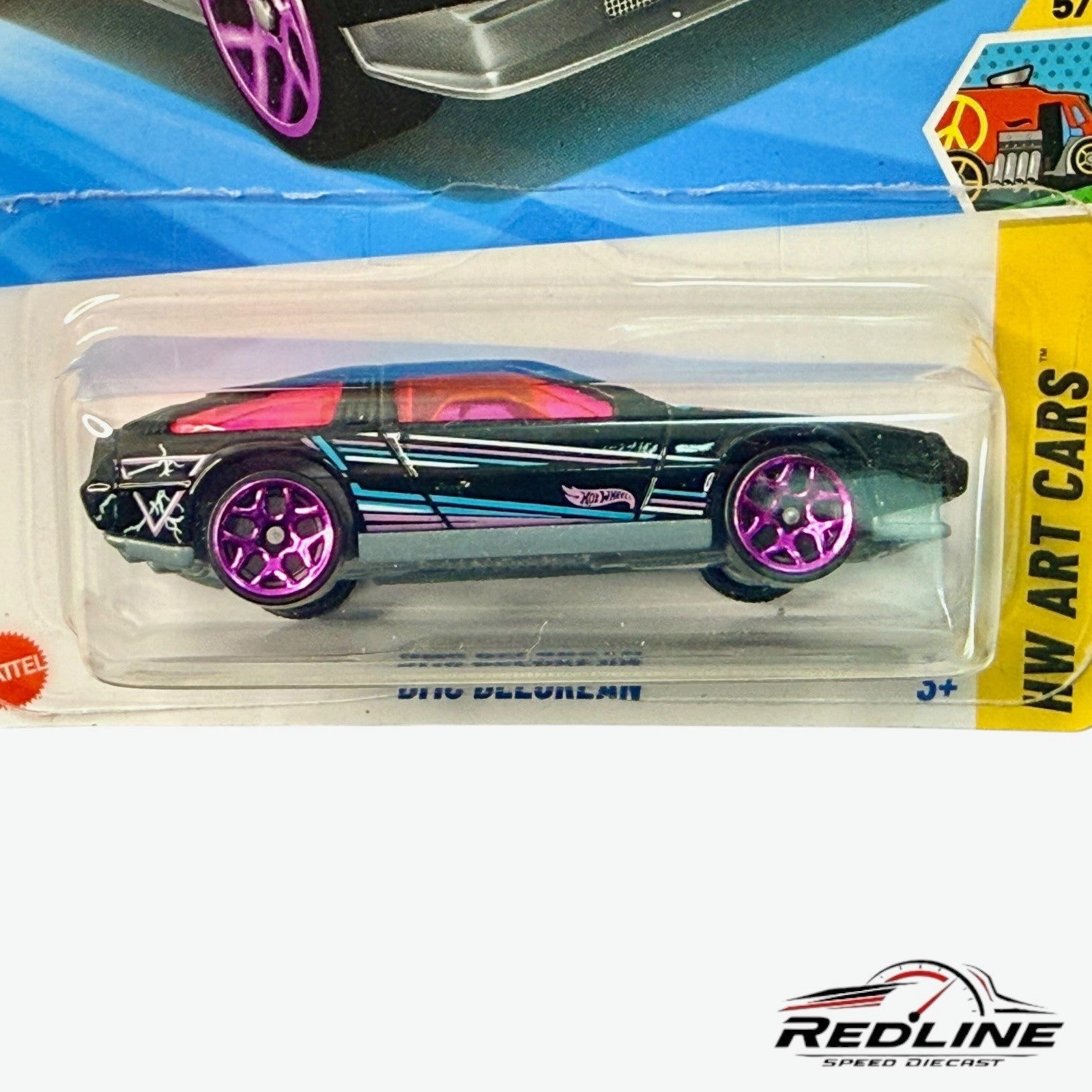 🎌🎌Hot Wheels DMC DeLorean Black Pink HW Art Cars 5/10 H35🎌🎌