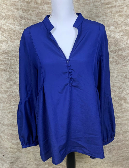 Anthropologie Greylin Large  Blue Top Shirt Blouse Button Up  Long Sleeve Womens