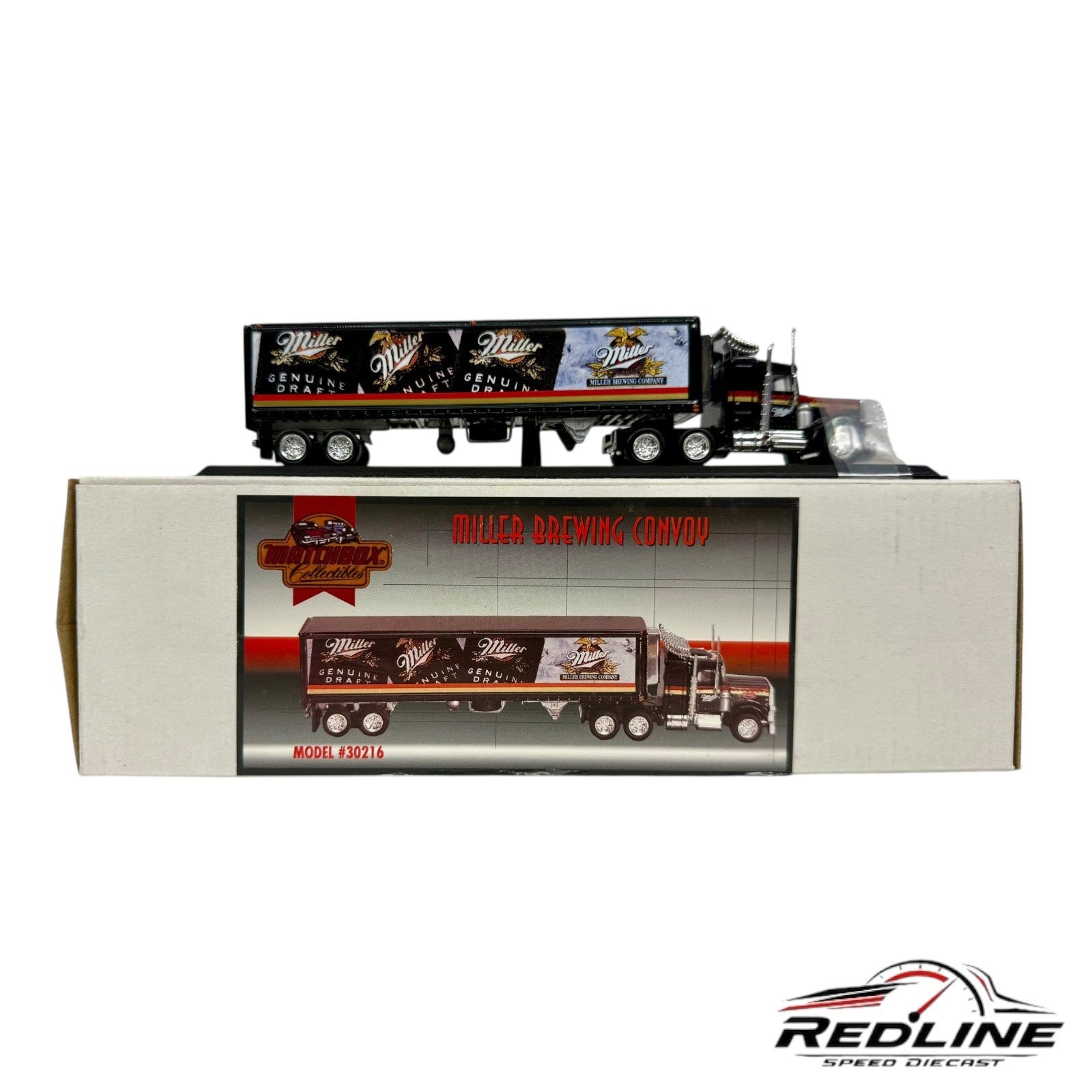 🦅Matchbox 1997 Miller Genuine Draft Peterbilt Tractor Trailer 1:100  NEW C2🦅