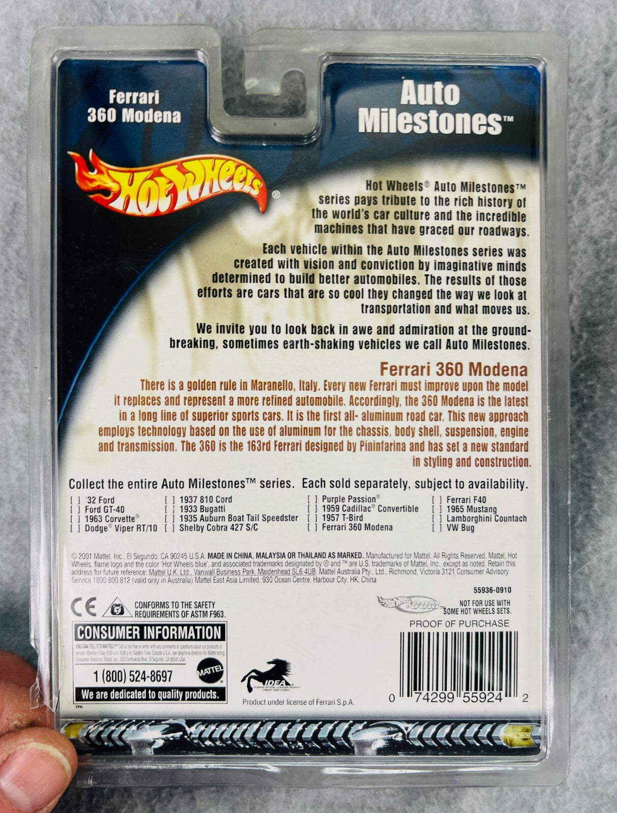 🇮🇹🇮🇹🇮🇹Hot Wheels Auto Milestones Ferrari 360 Modena RED H23🇮🇹🇮🇹🇮🇹