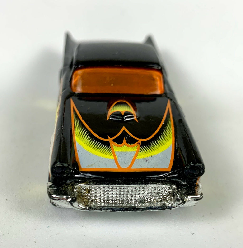 1977 Hotwheels Thailand 57 T-BIRD Rare Black W/ Yellow Flames LOOSE DIECAST 1/64