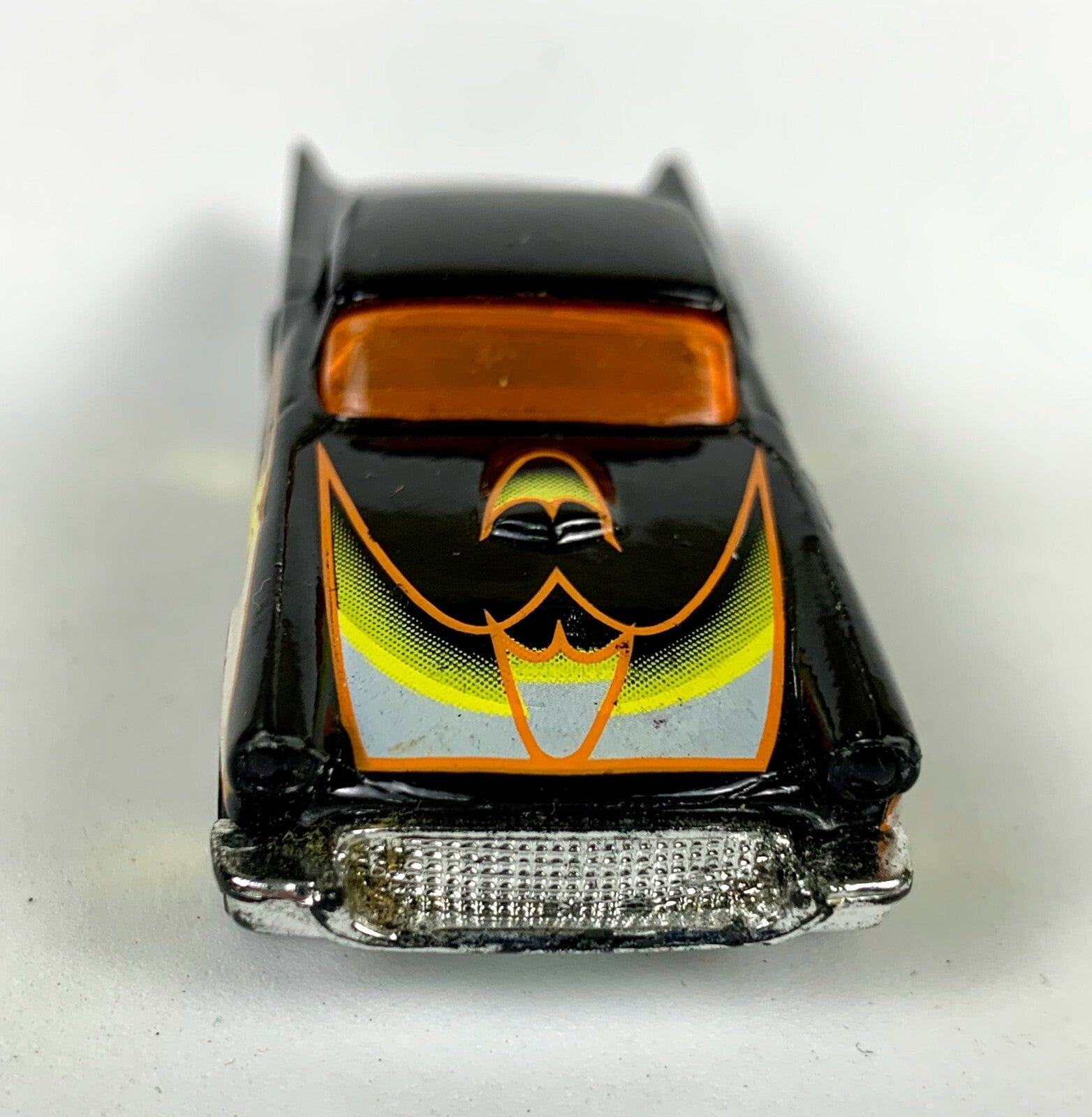 1977 Hotwheels Thailand 57 T-BIRD Rare Black W/ Yellow Flames LOOSE DIECAST 1/64