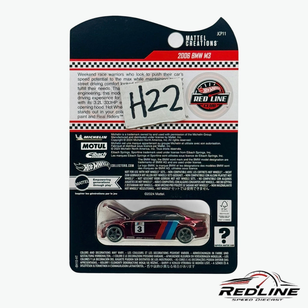 🇩🇪Hot Wheels RLC Exclusive 2006 BMW M3 RED H22🇩🇪