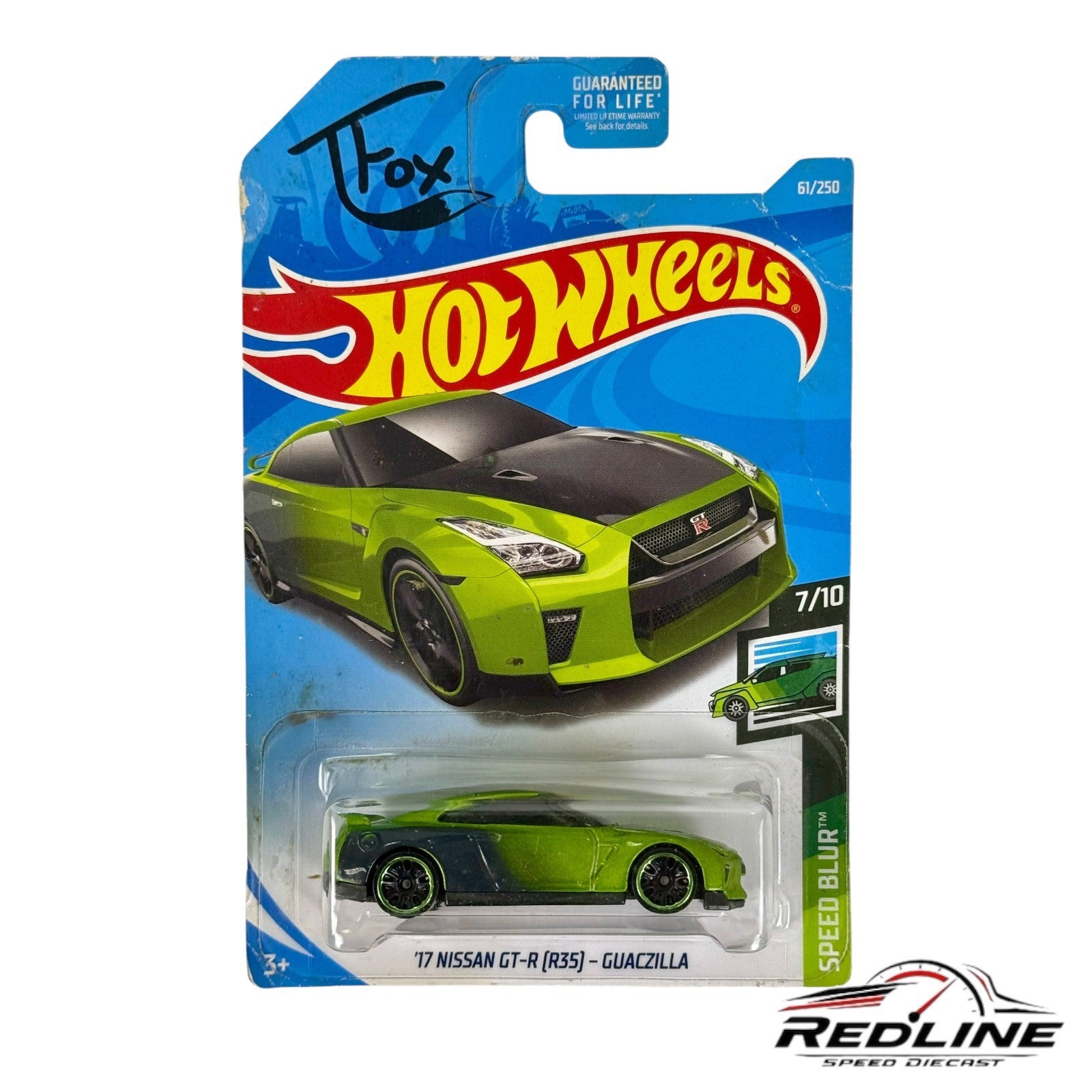 🎌Hot Wheels Speed Blur 2017 Nissan GT-R R35 Guaczilla Tanner Fox H6🎌