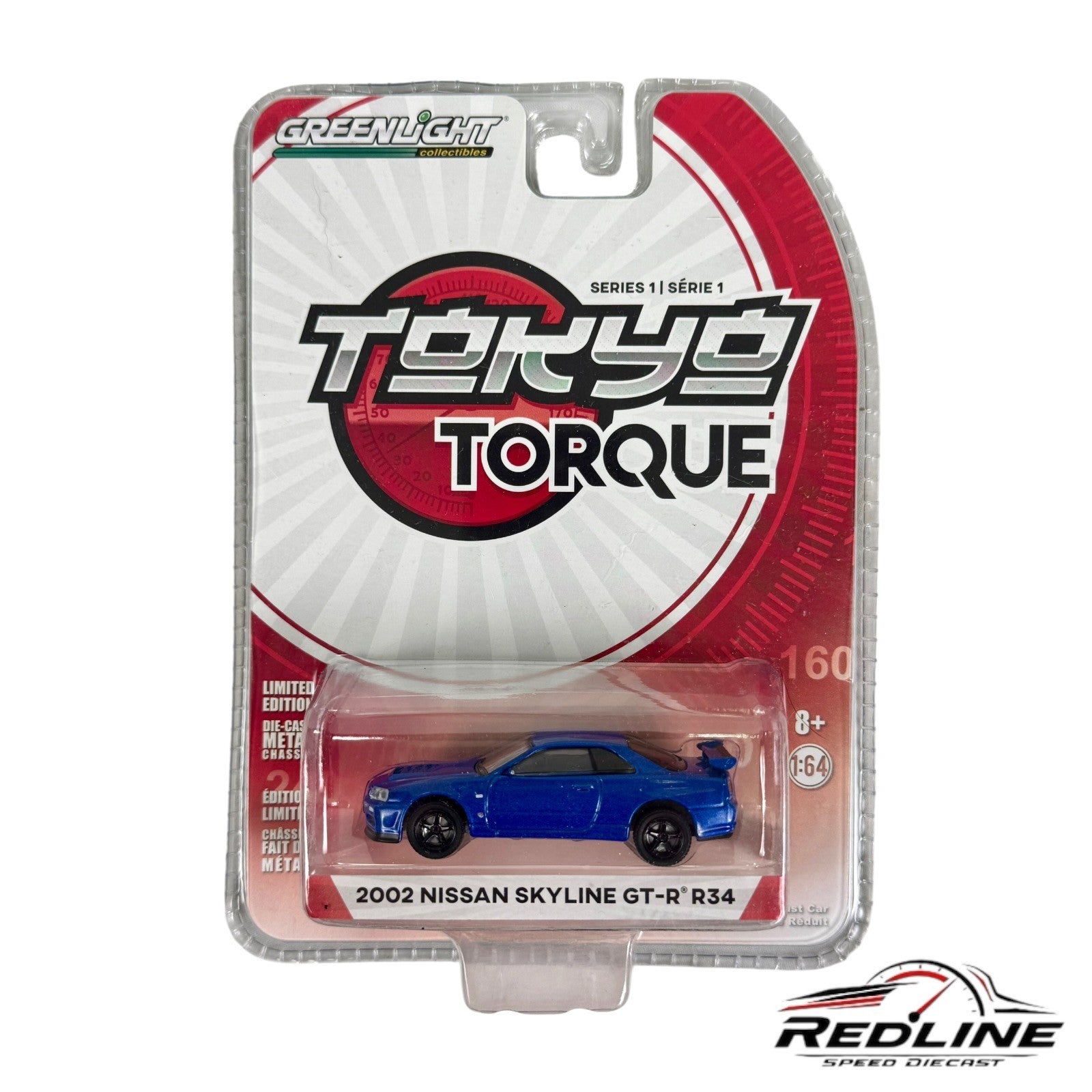 🎌Greenlight Tokyo Torque 2002 Nissan Skyline GT-R R34 Blue H26🎌