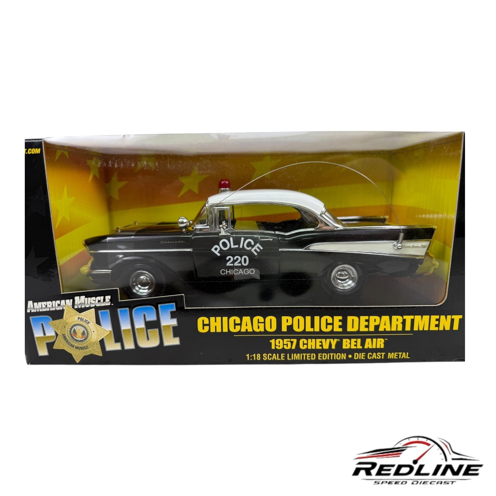 🔥🔥Ertl American Muscle 1957 Chevrolet Belair Black Chicago Police 1:18 C3🔥🔥