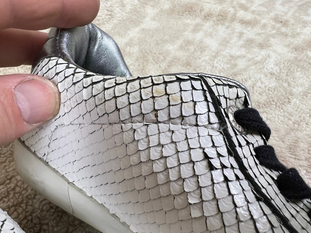 🐍Zadig & Voltaire White Leather Snakeskin Sneakers shoes EU 40  US 9 WOMENS🐍