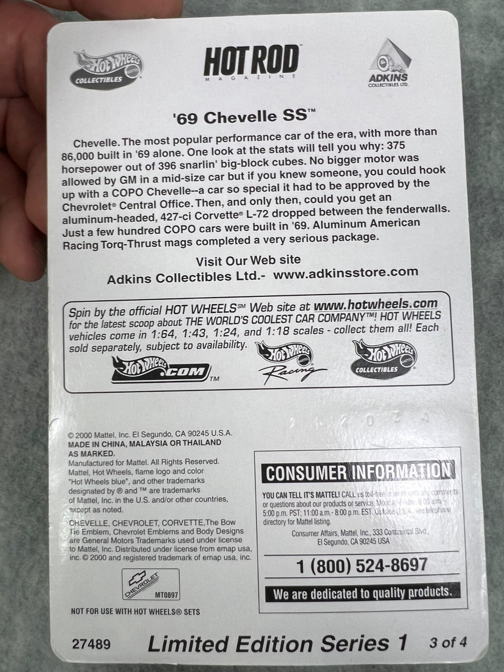 🔥🔥Hot Wheels Hot Rod Magazine Street Machines '69 Chevelle SS WHITE🔥🔥