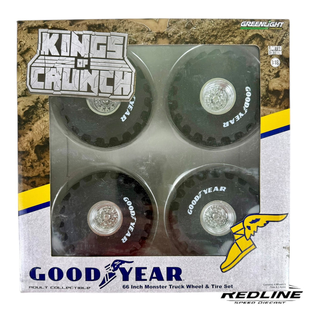 🔥GREENLIGHT 13547 King of Crunch 66" Goodyear Monster Truck Wheels 1:18 A3🔥