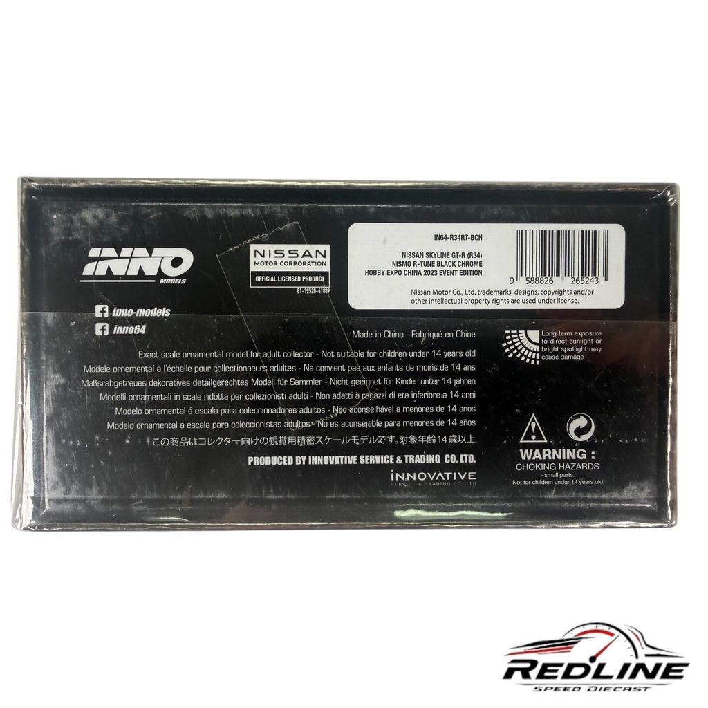 🎌🎌INNO64 Nissan Skyline GT-R R34 NISMO R-Tune Black Chrome SEALED H15🎌🎌