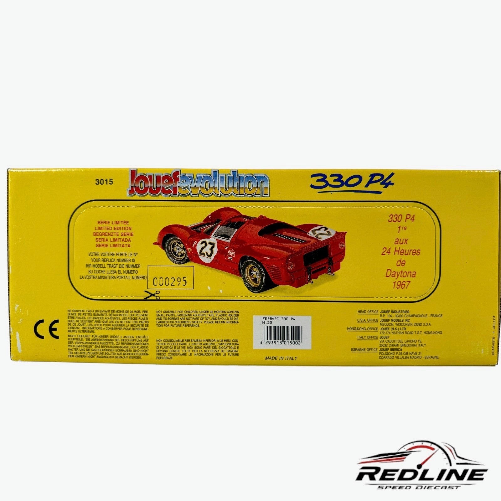 Jouef Evolution Ferrari 330 P4 Spyder 24 Hours 1967 Daytona Winner Diecast C3