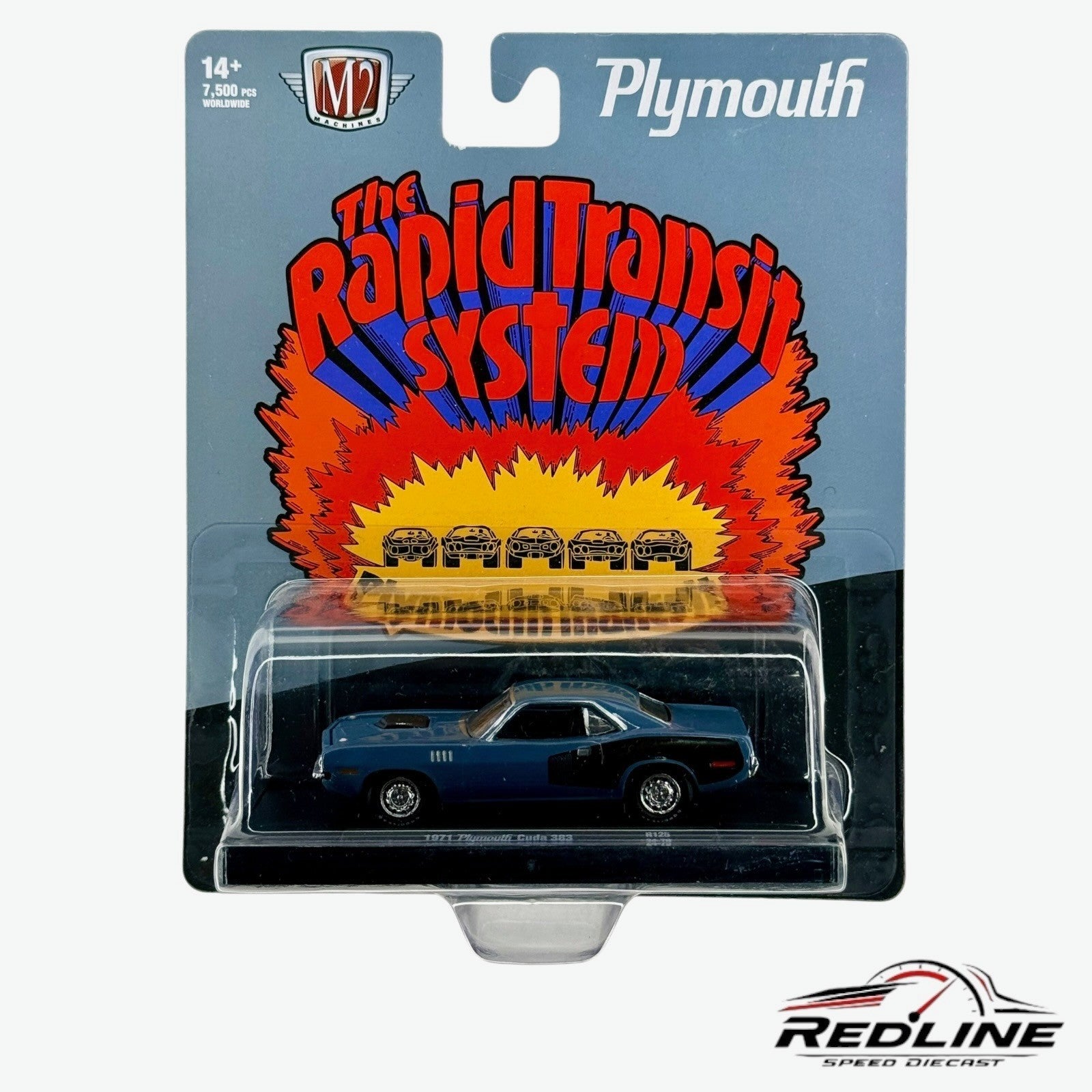 🇺🇸M2 Machines 1971 Plymouth Cuda 383 Blue Rapid Transit   R125 24-79 H34🇺🇸