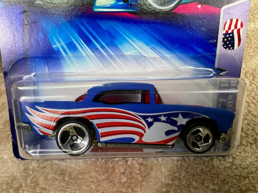 🇺🇸🇺🇸Hot Wheels Chevy 1957 #3 Star Spangled 2 Red White & Blue HW18🇺🇸🇺🇸