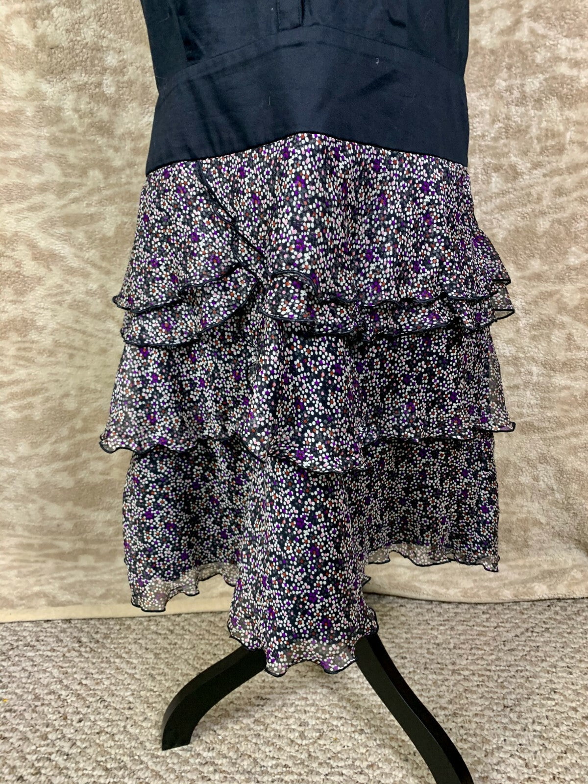 ******THE LIMITED WOMENS DRESS BLACK/MULTI COLORED RUFFLED BOTTOM SIZE 10*******