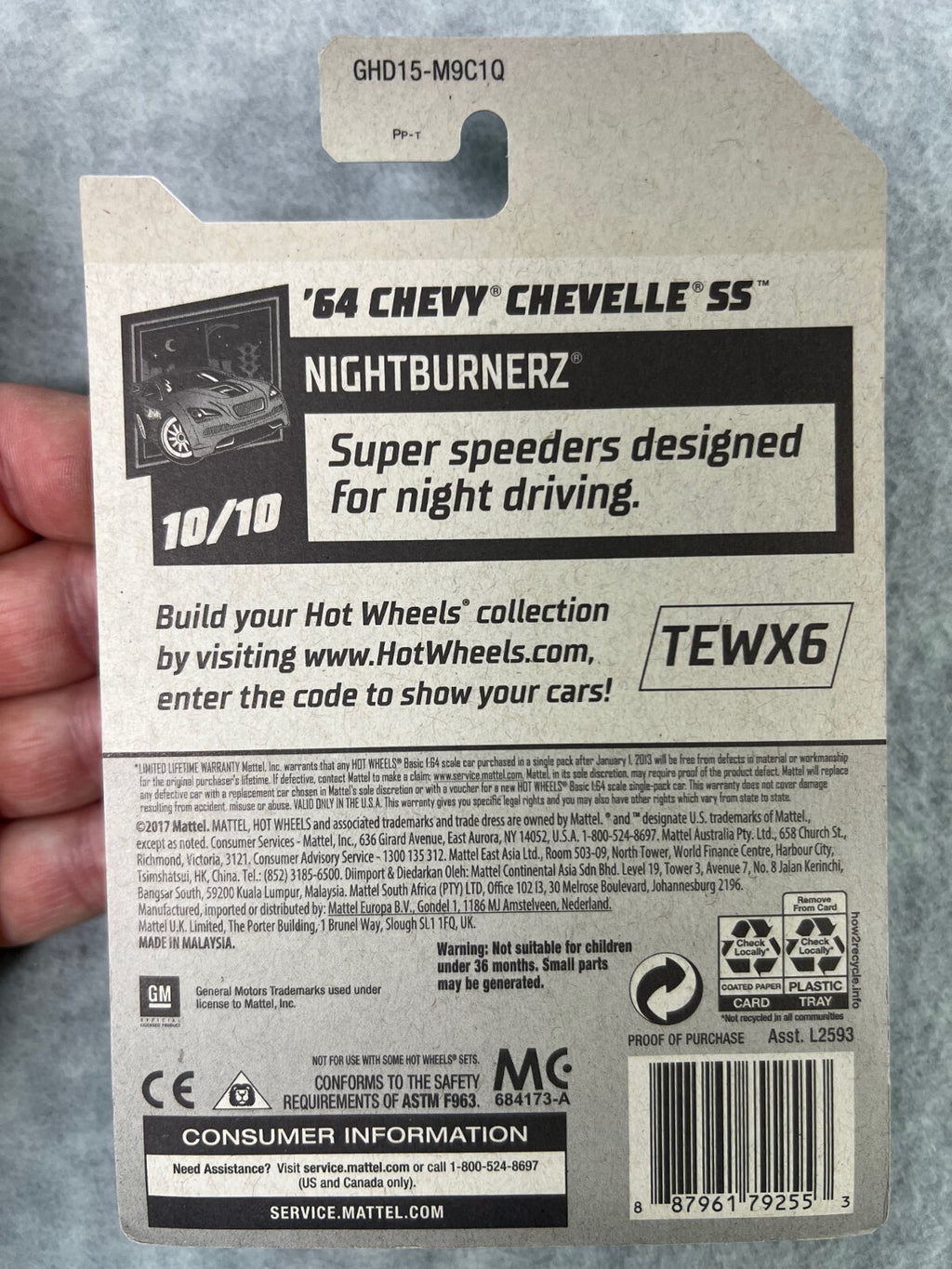 🇺🇸Hot Wheels'64 Chevy Chevelle SS Blue HW Nightburnerz Magnus Walker H24🇺🇸