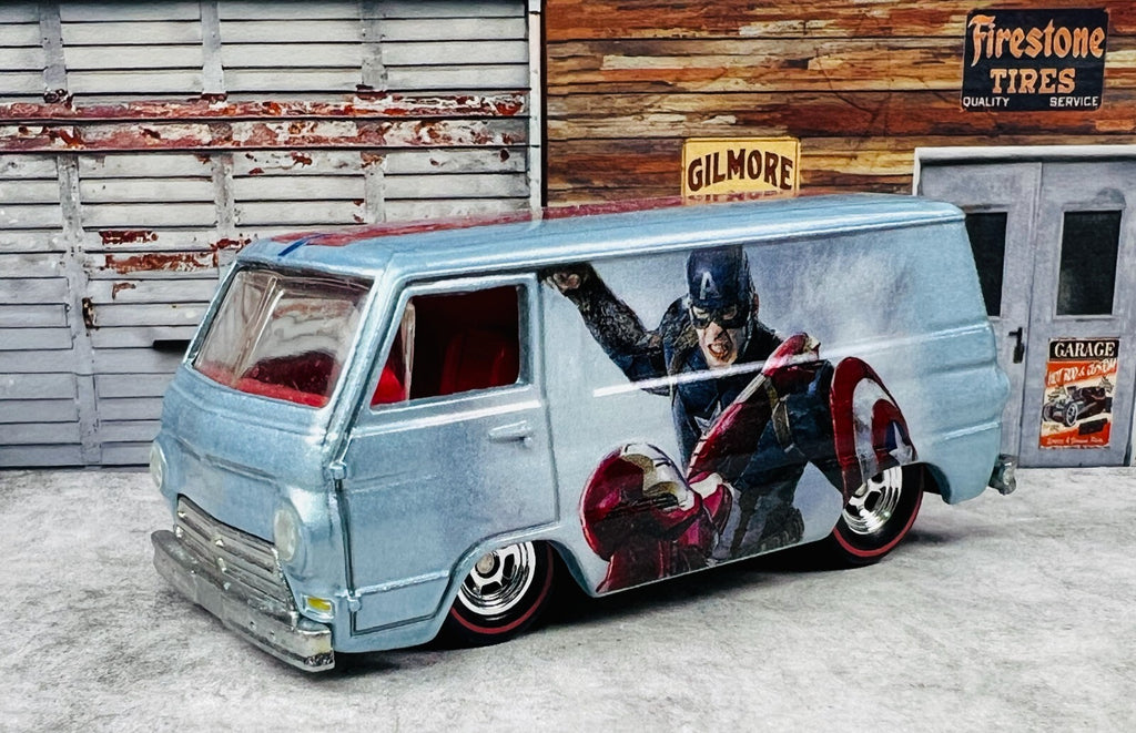 🇺🇸Hot Wheels Premium Marvel Captain American Civil War 1966 Dodge A100 C21🇺🇸