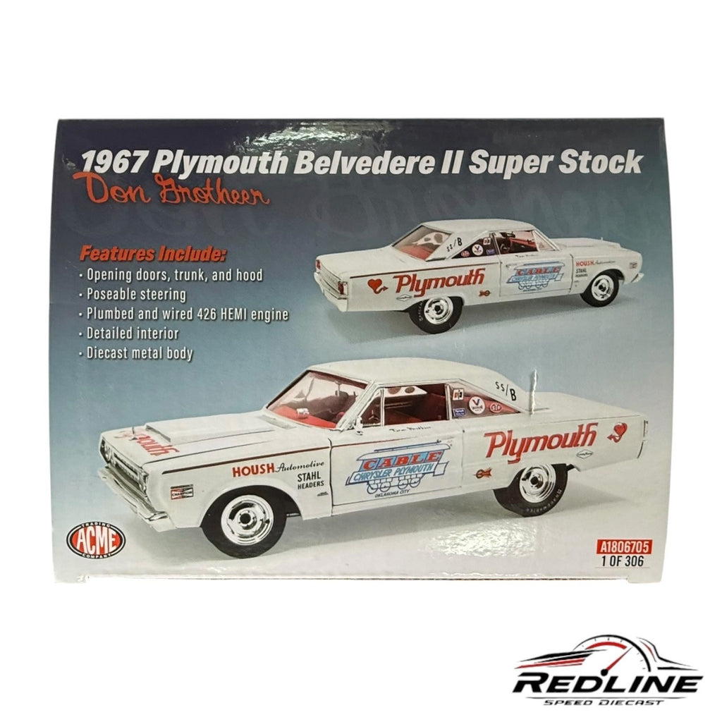 🦅🦅ACME 1967 Plymouth Belvedere II Super Stock WHITE  1:18 C1🦅🦅