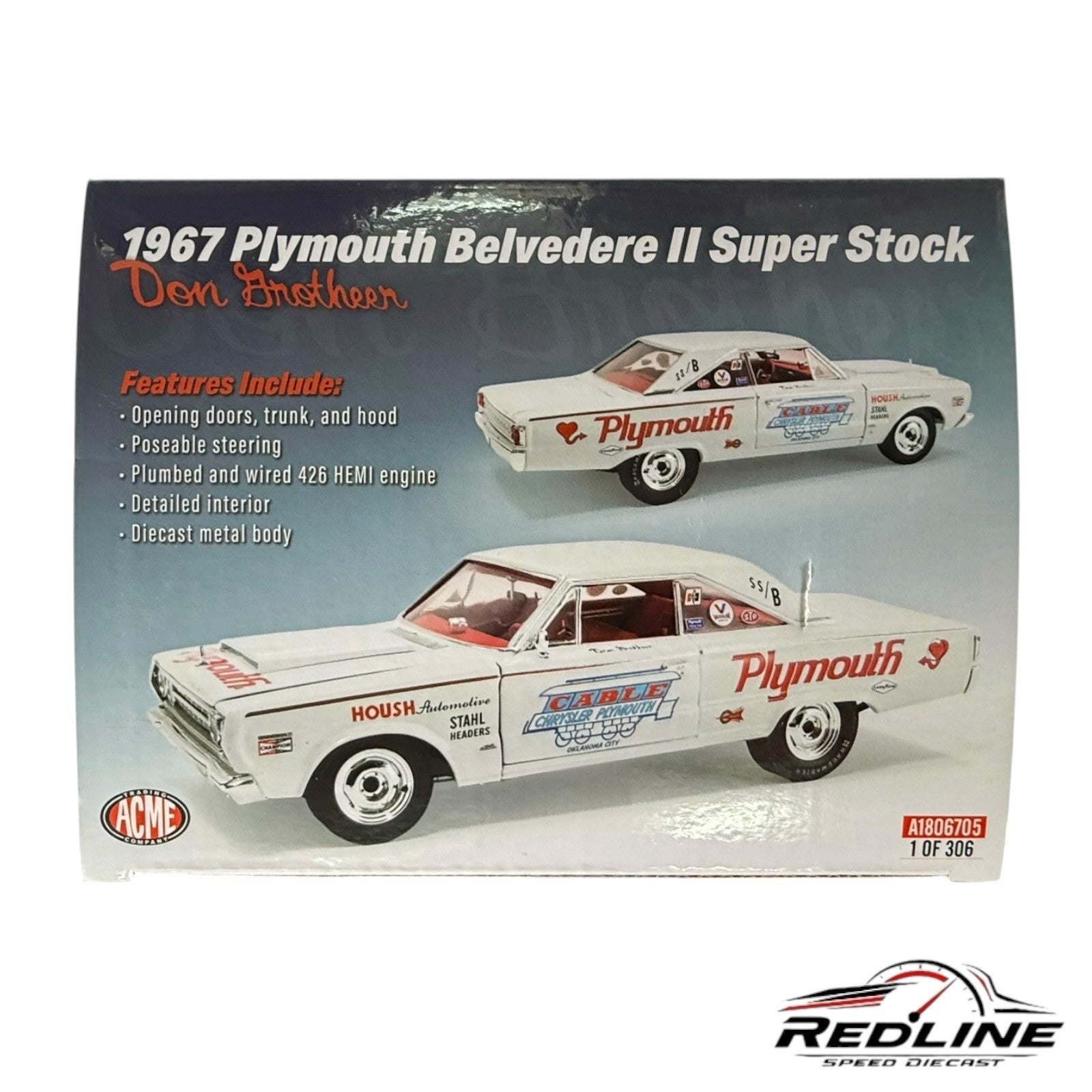🦅🦅ACME 1967 Plymouth Belvedere II Super Stock WHITE  1:18 C1🦅🦅