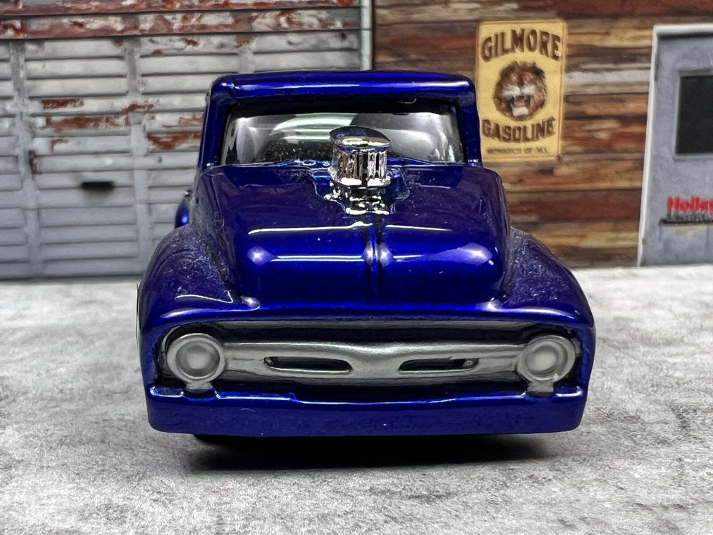 🔥Hot Wheels 100% Petersen's Custom Classic Trucks '56 Ford Real Riders Blue C19