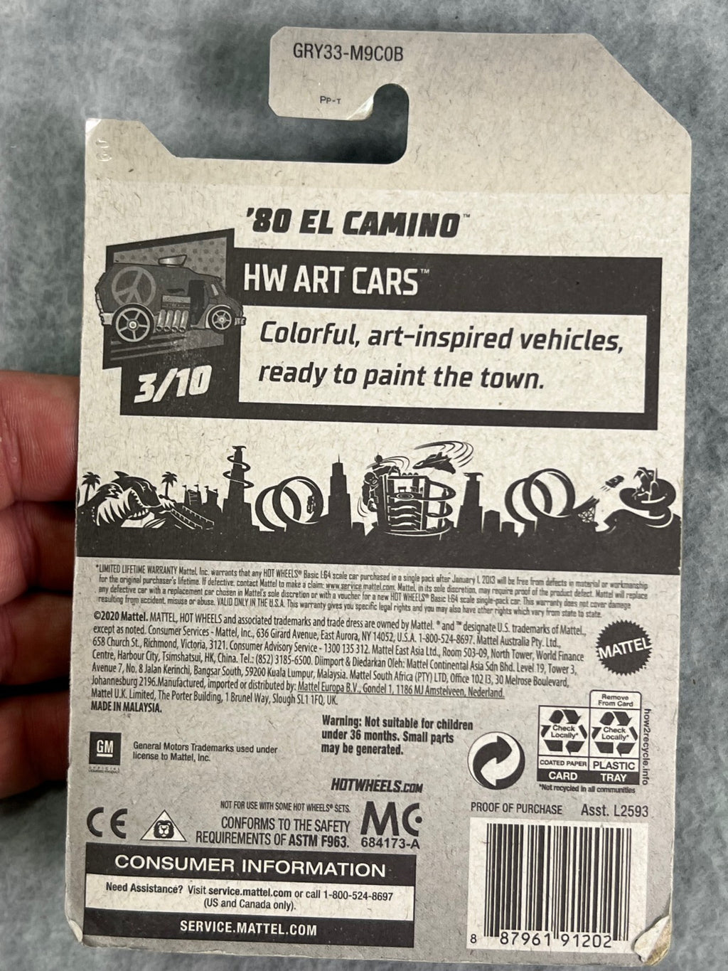 HOT WHEELS '80 El Camino 3/10 HW Art Cars 44/250 Diecast Collection 2021 HW25