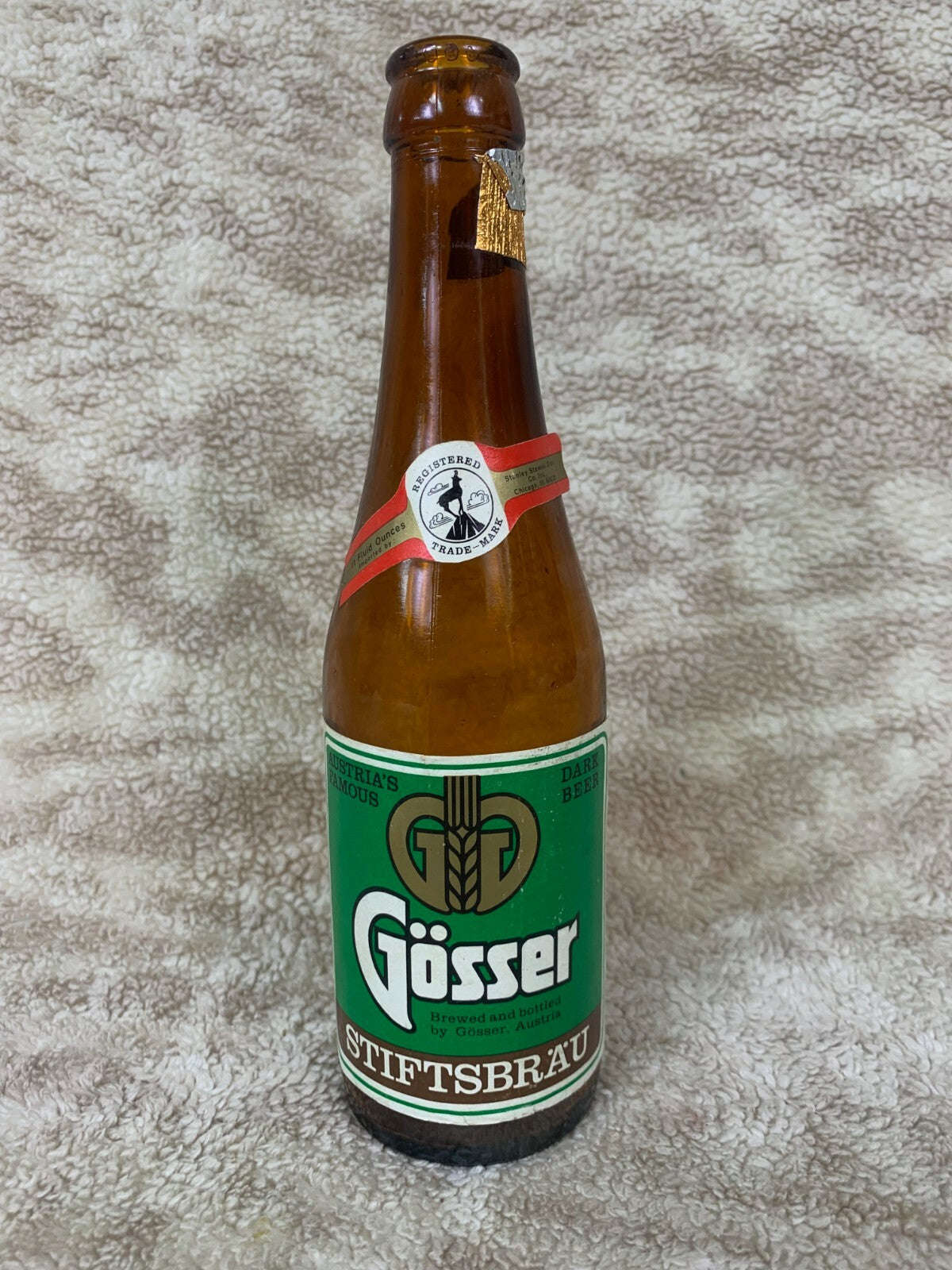 Gosser Export Beer Glass Bottle Empty  Imported From Austria Empty Barware BB01