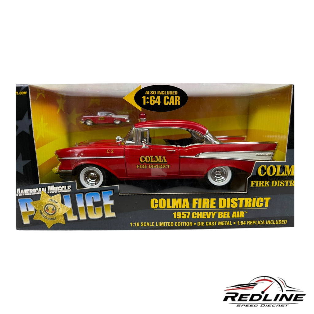 🔥🔥American Muscle Police Colma Fire District 1957 Chevy Bel Air 1:18 C3🔥🔥