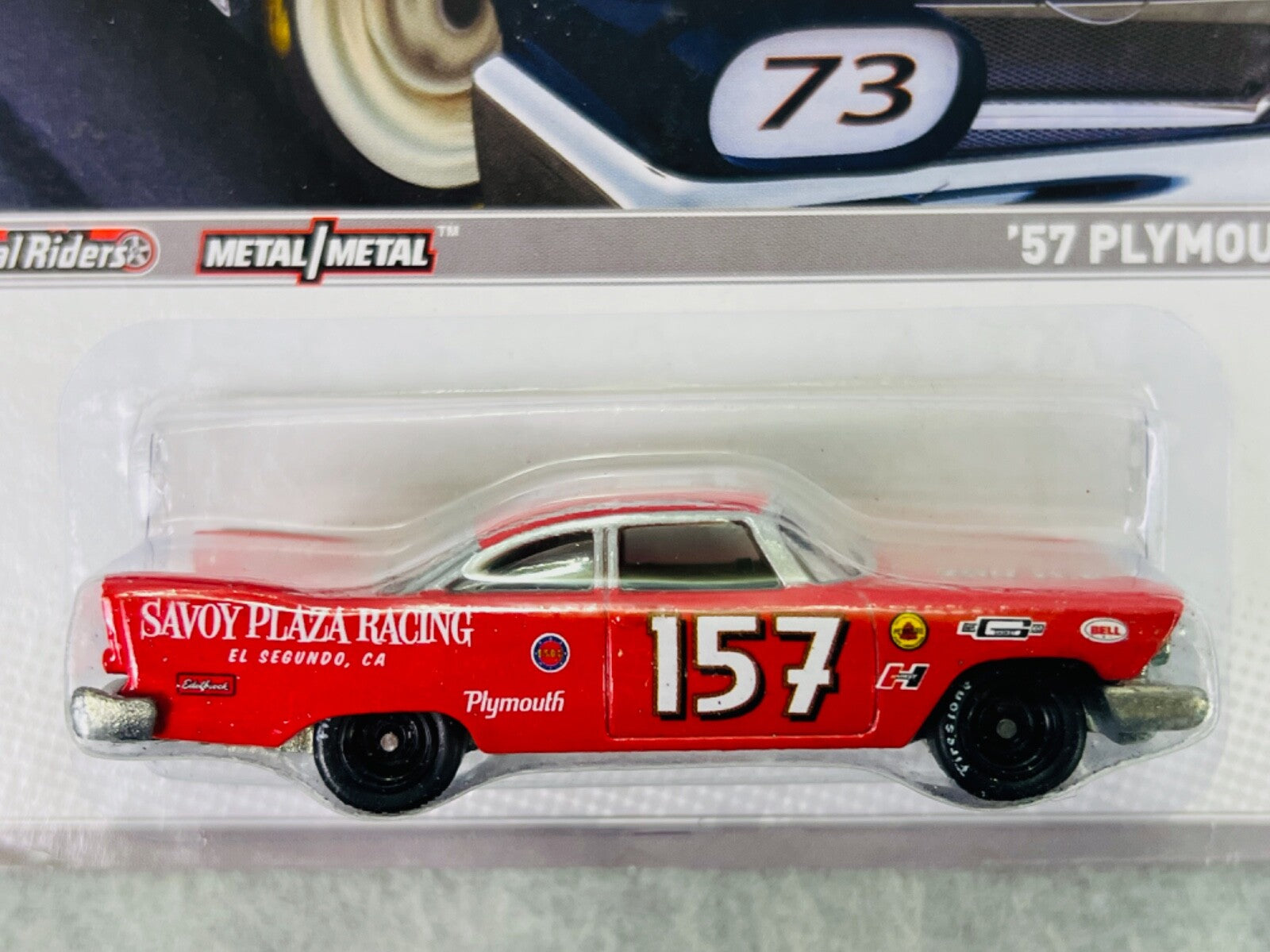 🏁🏁 Hot Wheels Racing 2012 Stockcar '57 Plymouth Red Real Riders 🏁🏁