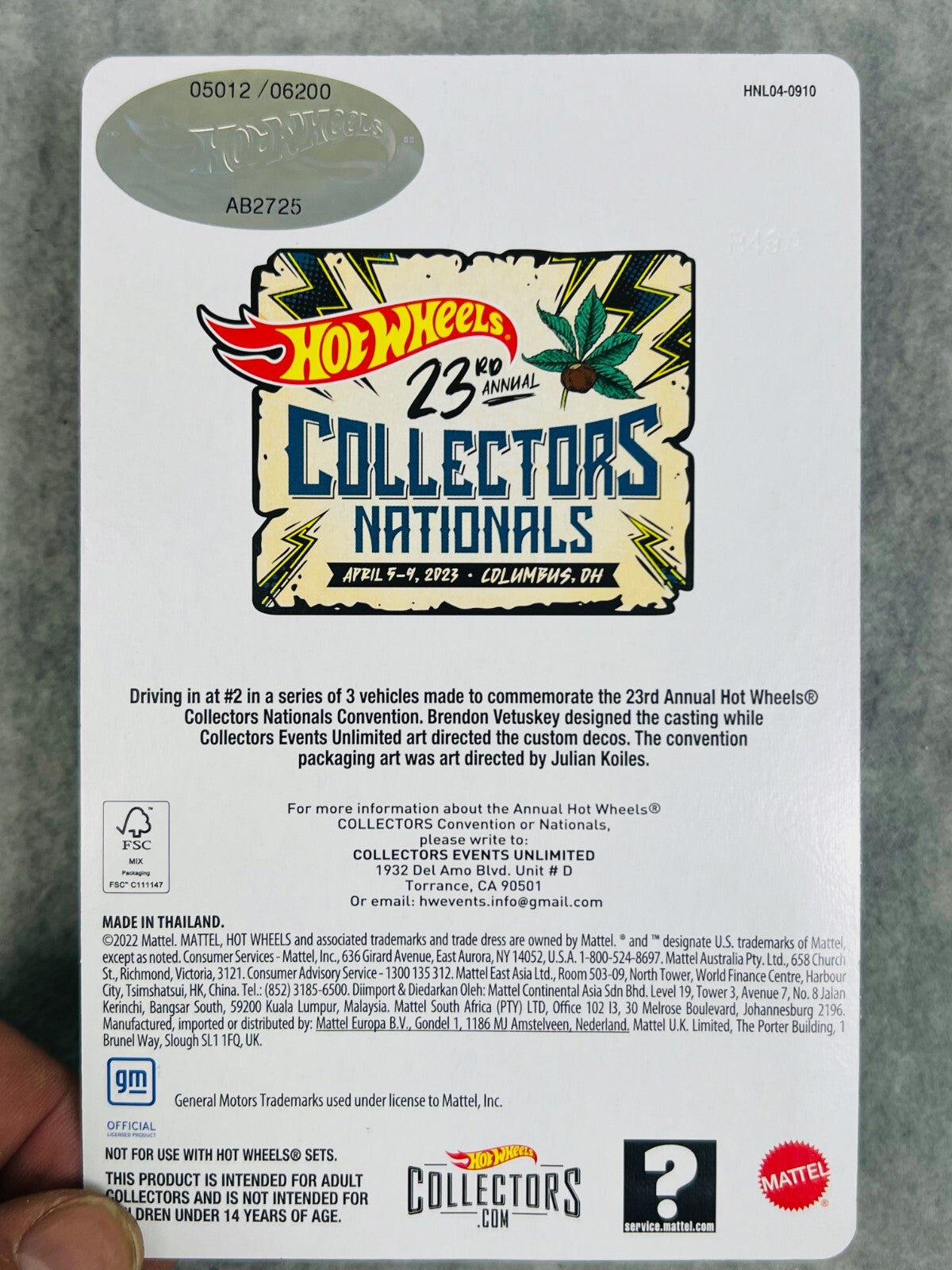 🇺🇸Hot Wheels 23rd Annual Collectors Nationals 1985 Chevrolet Camaro Iroc-Z H28