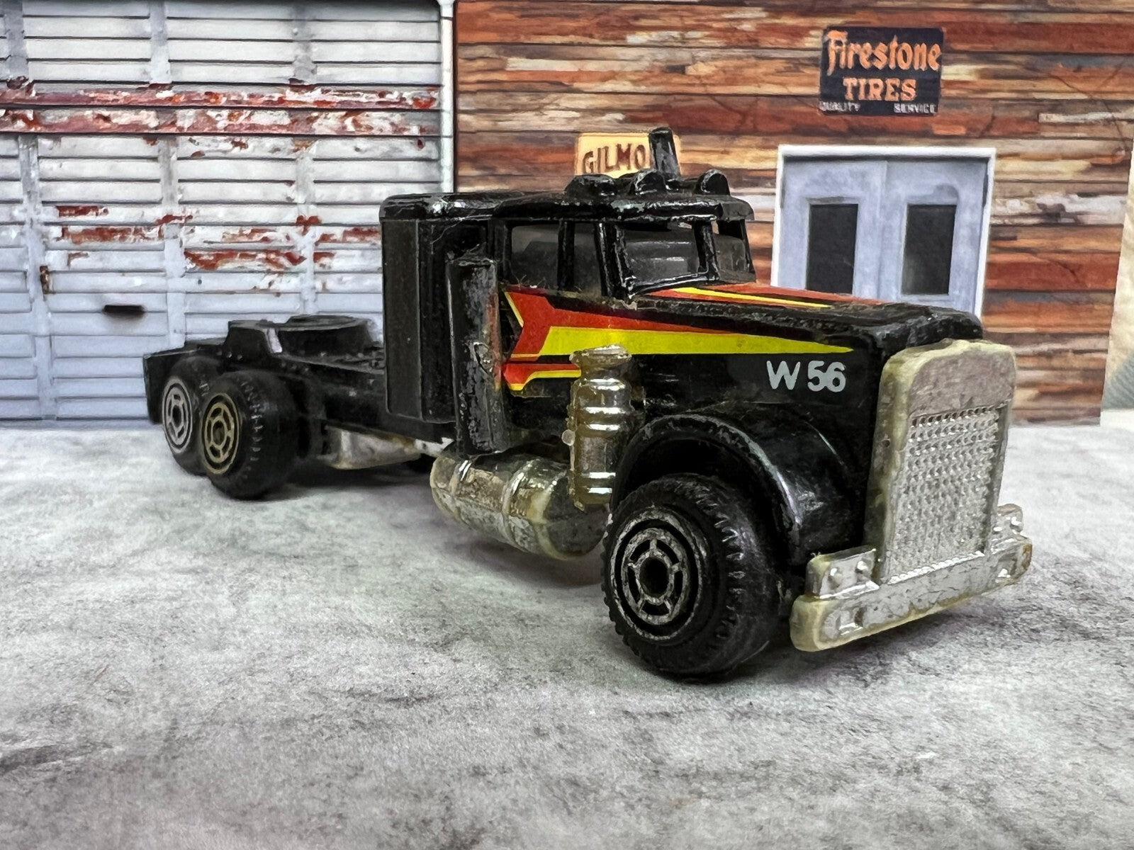 🔥🔥🔥Vintage 70's Super Wheels Black Semi Truck W56 Made in HONG KONG C3🔥🔥🔥