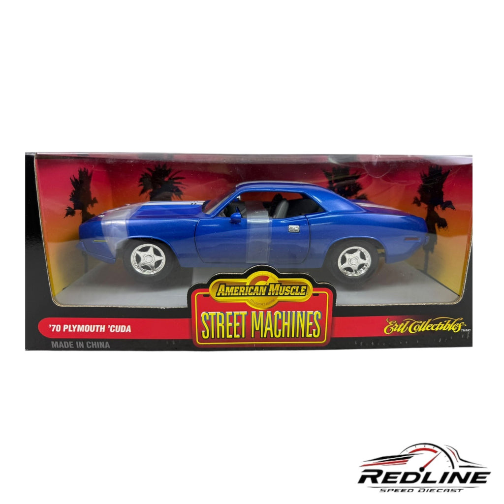 🇺🇸Ertl American Muscle 1970 Plymouth Cuda Street Machines Blue 1:18 C3🇺🇸