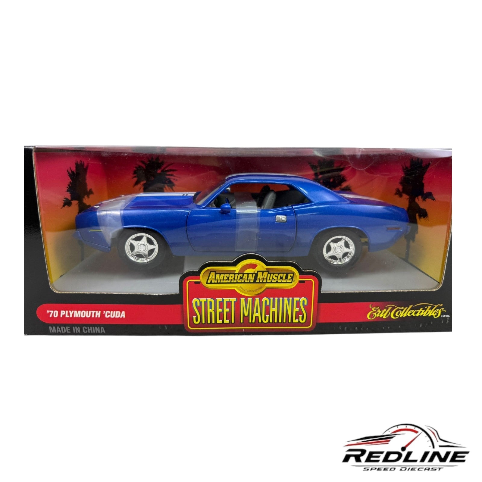 🇺🇸Ertl American Muscle 1970 Plymouth Cuda Street Machines Blue 1:18 C3🇺🇸