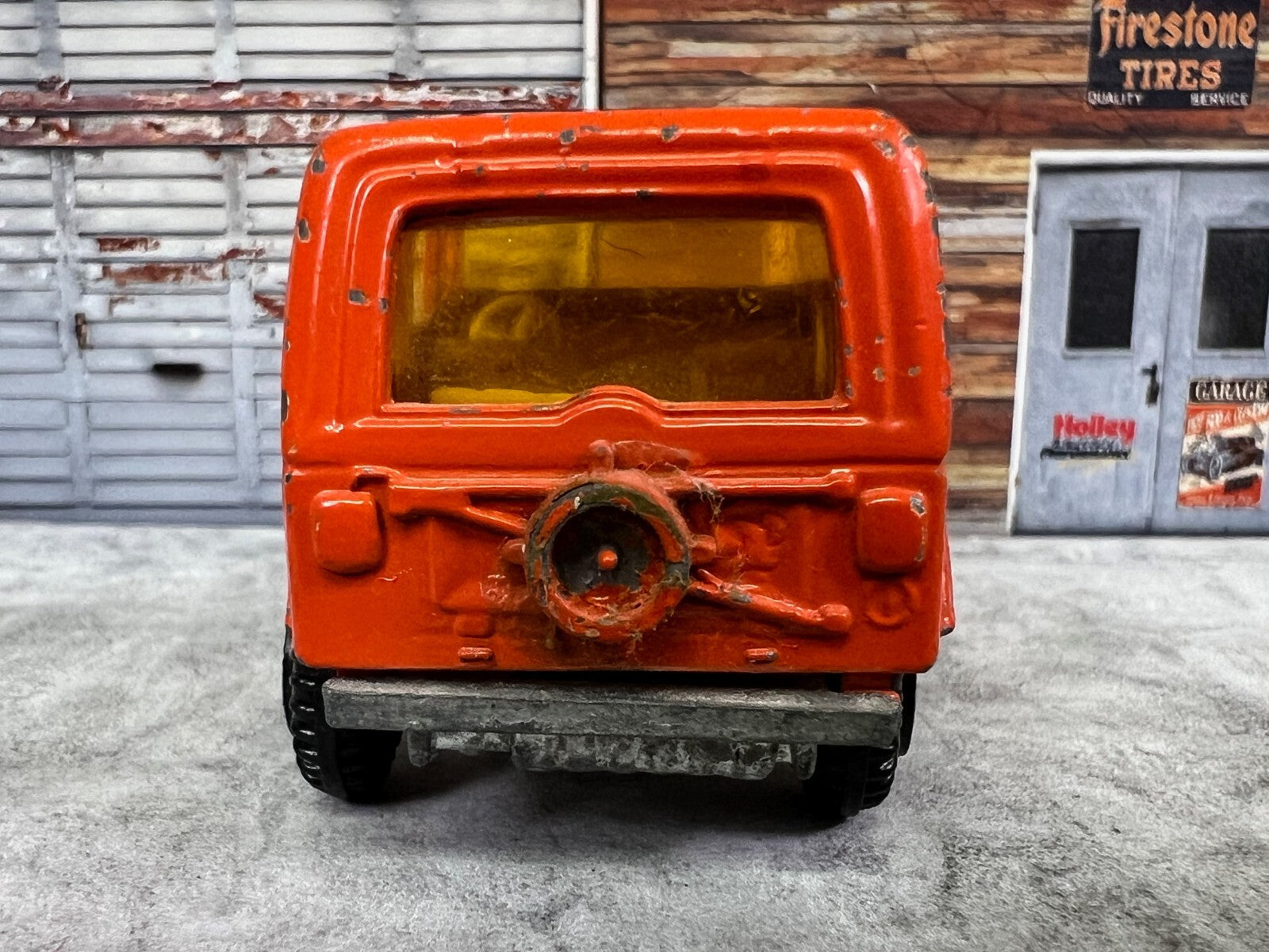 🔥🔥🔥Yatming #1603 Jeep CJ-7 Hard Top Orange w/Metal Base CJ7 C3🔥🔥🔥