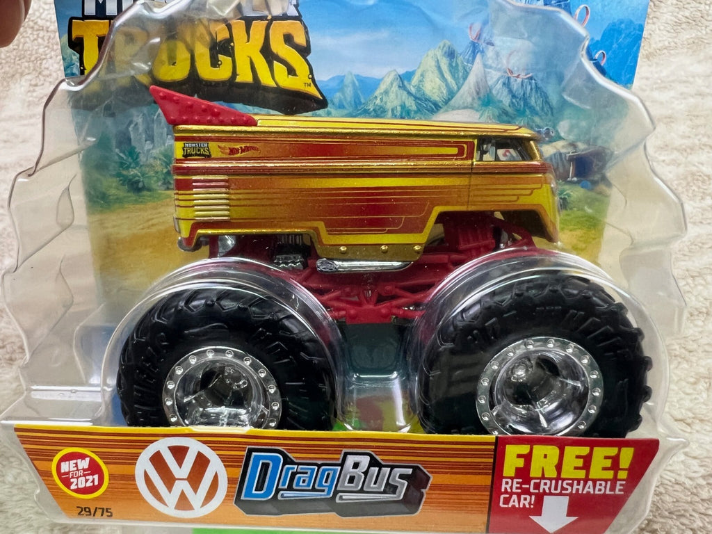 🇩🇪Mattel Hot Wheels Monster Trucks Paint Crush VW Drag Bus Diecast 1/5 S-5🇩🇪