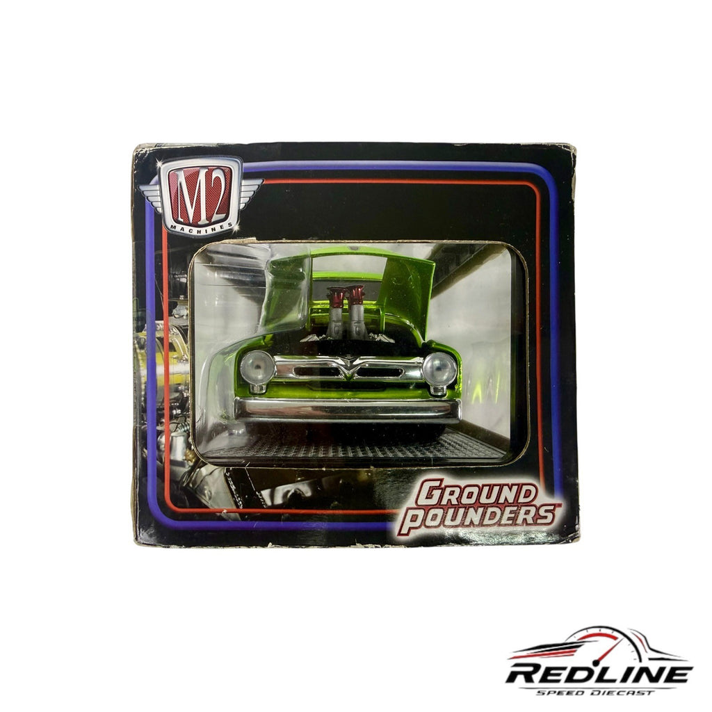 🔥M2 Machines Ground Pounders 1956 Ford F-100 Pickup Hooker Headers 1:24 D1🔥