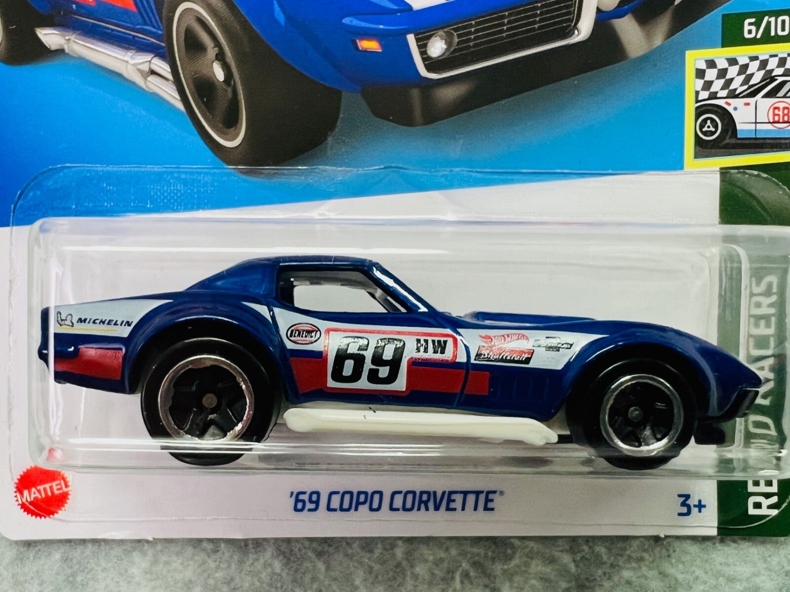 🇺🇸Hot Wheels '69 COPO Corvette Blue Red & White Stripes Retro Racers H25🇺🇸