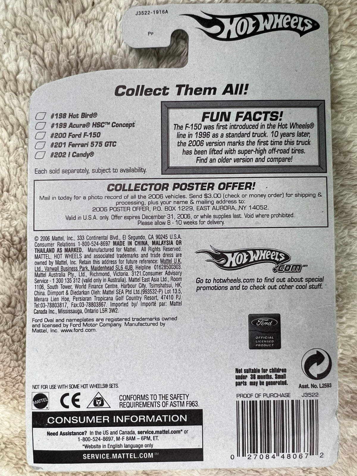 🇺🇸🇺🇸🇺🇸 Hot Wheels Ford F-150 #200 Blue Card HW19🇺🇸🇺🇸🇺🇸