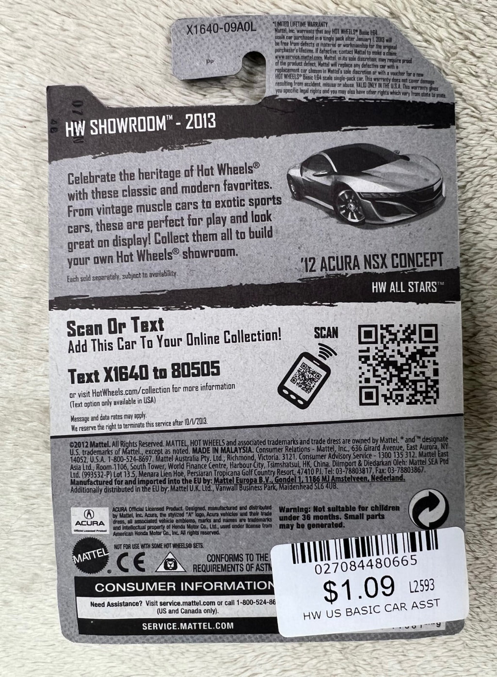 🔥🔥🔥🔥 HOT WHEELS HW SHOWROOM  '12 ACURA NSX CONCEPT SILVER HW12🔥🔥🔥🔥