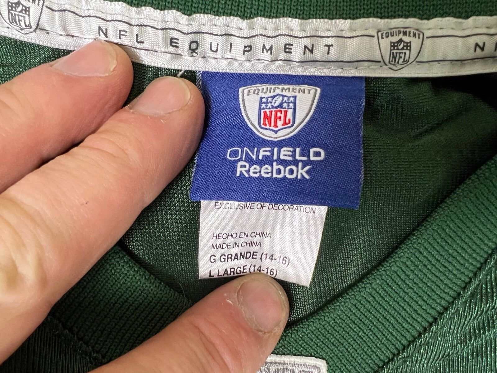 🏈🏈Reebok NFL On Field New York Jets Brett Farve #4 Jersey Youth LG 14-16🏈🏈
